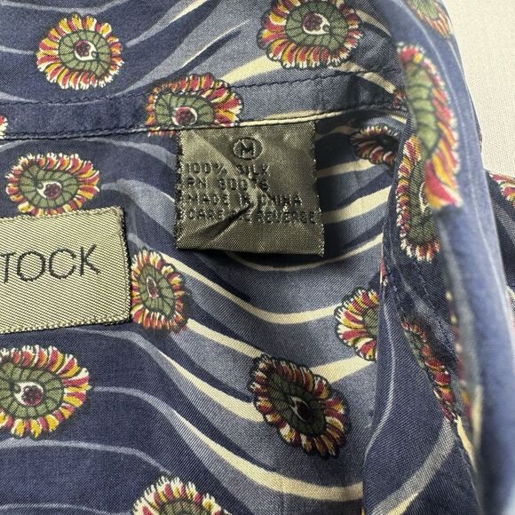 Vintage Robert Stock 100% Silk Floral Pattern Button Down Shirt Mens M - Picture 5 of 8